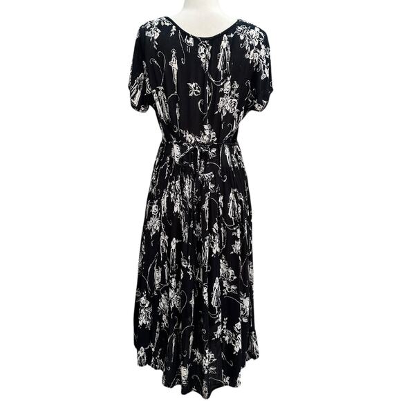 SOLD Vintage Bila Midi Dress Womens Medium Button Front Boho witchy whimsigoth - Picture 4 of 14